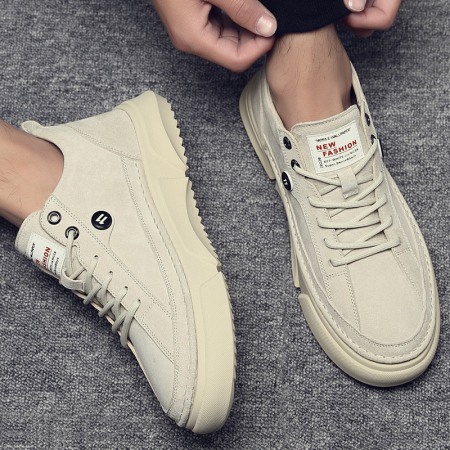 Men's Sneakers Casual Tooling Leather Shoes White Martin Shoes